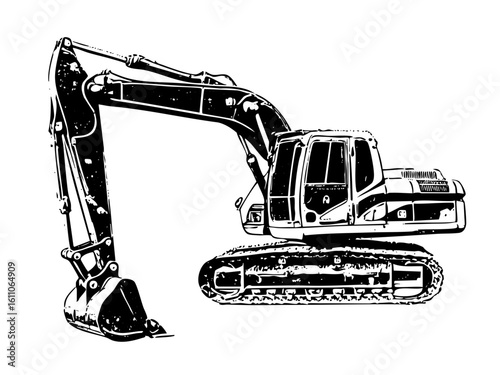 Vector Detailed vector of a construction excavator machine.