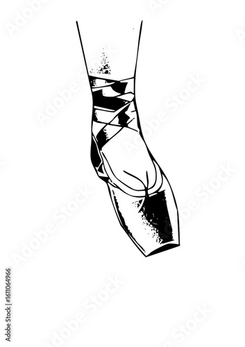 Vector Elegant ballet pointe shoe with ribbons