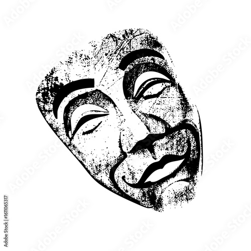 Vector Dramatic theatrical mask with contrasting shapes.