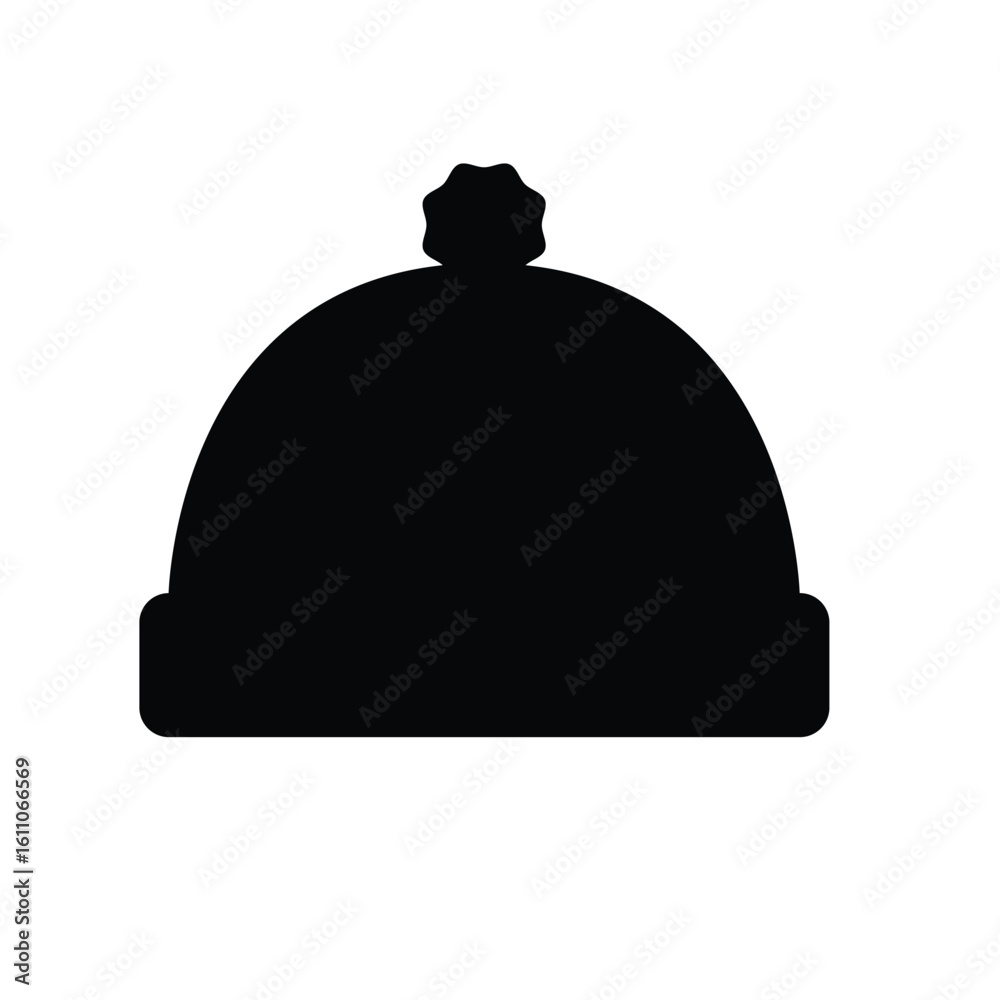 Beanie Hat Silhouette. Black and White Icon Design Elements on Isolated White Background Beanie Hat Silhouette. Black and White Icon Design Elements on Isolated White Background