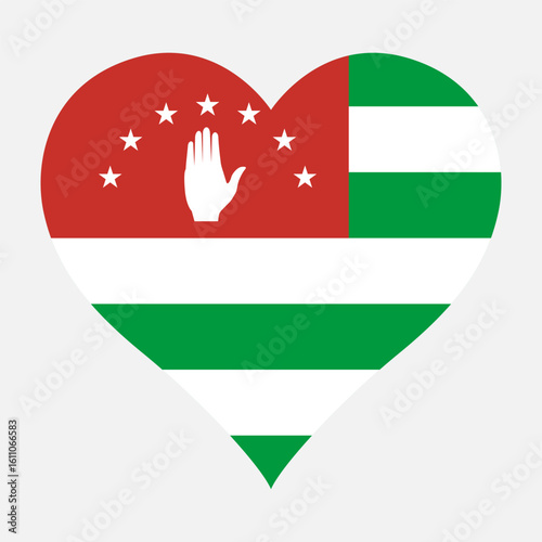Abkhazia flag heart shaped icon digital vector illustration. National flag of Abkhazia. Love flag icon.