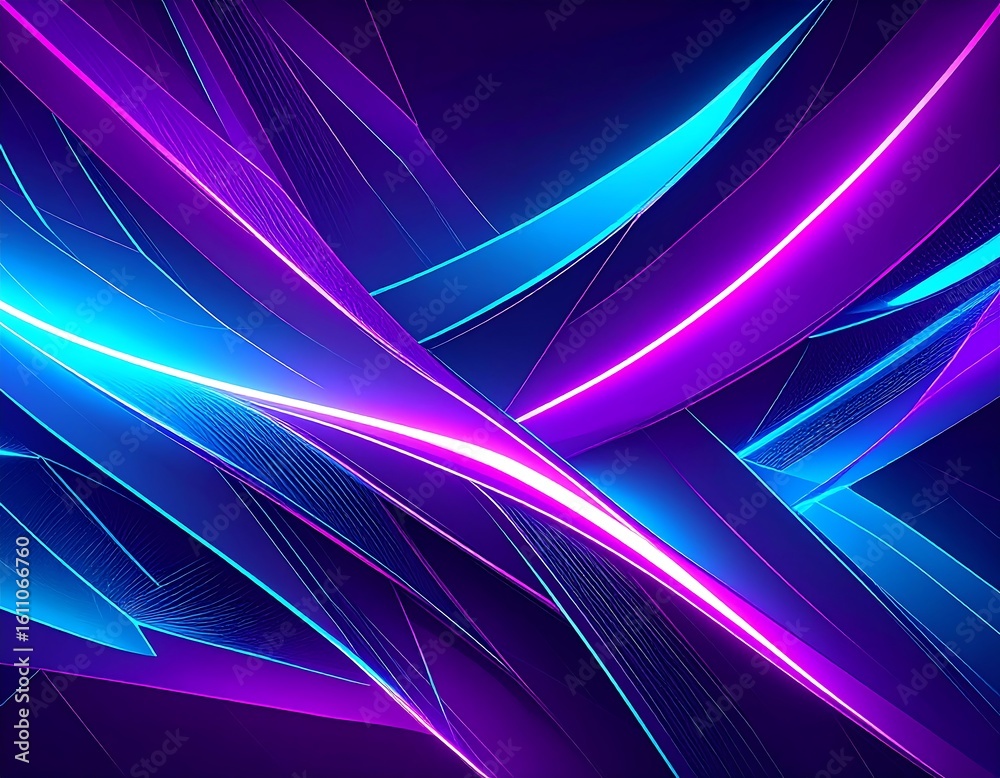 Fototapeta premium Dynamic Flowing Neon Lines Abstract Futuristic Backdrop Illustration