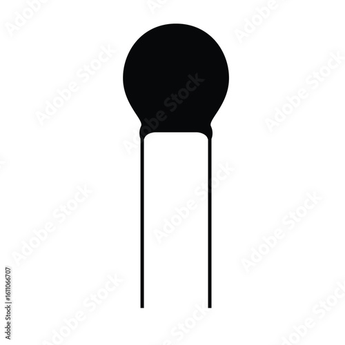 Ceramic Capacitor Silhouette. Black and White Icon Design Elements on Isolated White Background