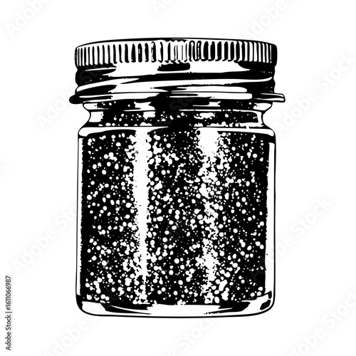 Vector Detailed of a jar filled with granular substance.