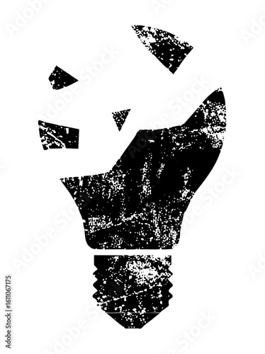 Vector Broken lightbulb depicts shattered ideas and innovation.