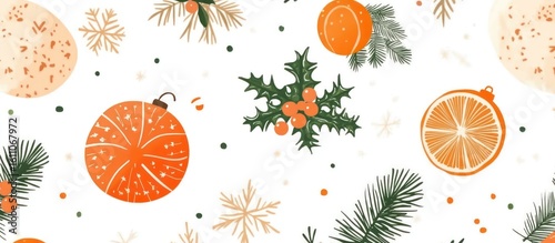 Easter themed seamless pattern with decorated eggs and oranges in a festive design