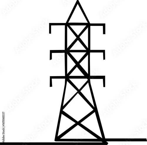 Silhouette electric pole on white background.