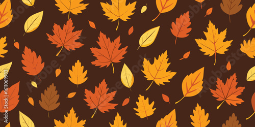 Seamless vector pattern with autumn maple leaves, a vibrant fall foliage design