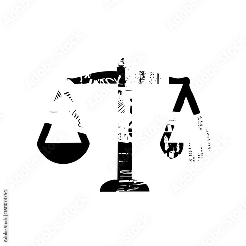 Vector Abstract justice scales with distressed texture.