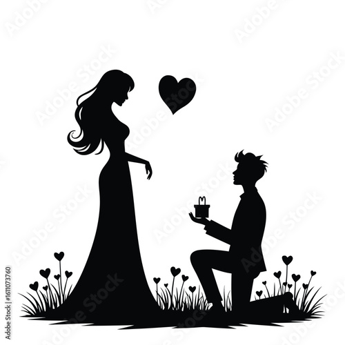 Couple proposal romantic gift heart silhouette engagement