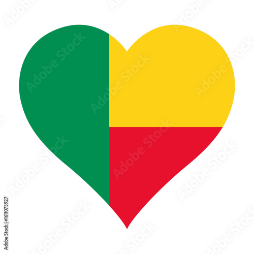 Free Download Benin flag heart shaped icon digital vector illustration. National flag of Benin. Love flag icon. - GFXLoad