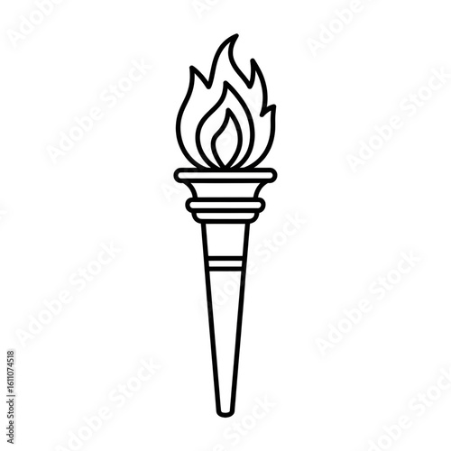 A black and white torch illustration vector style coloring page 