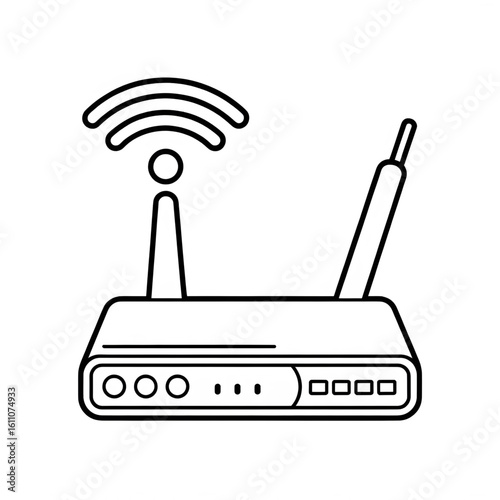 A black and white WiFi modem illustration vector style coloring page 