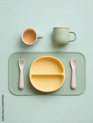 Toddler training cup plate set is arranged, looks tidy and so cute