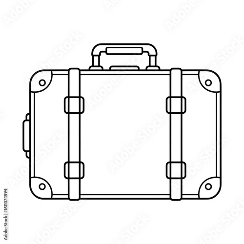 A black and white suitcase illustration vector style coloring page 