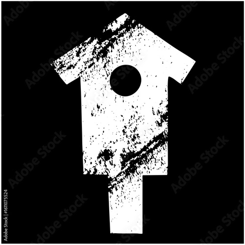 Vector Rustic birdhouse with distressed texture.