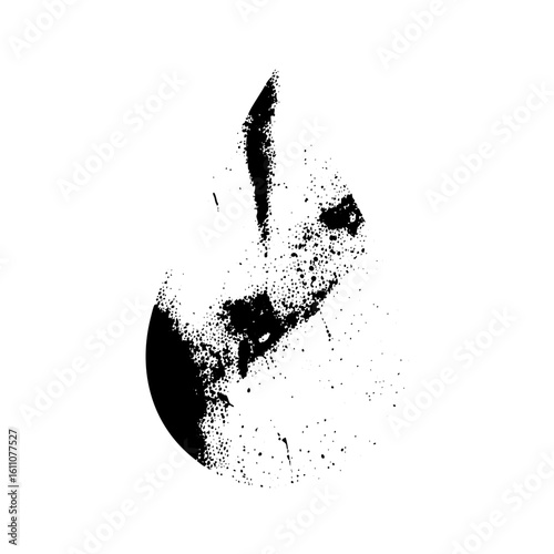 Vector Abstract face profile disintegrating into particles