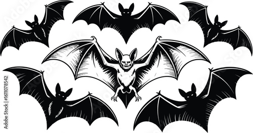 Flying bats with skull creature wings