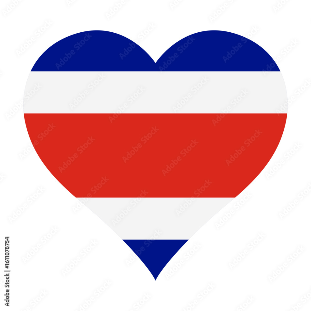 Fototapeta premium Costa Rica flag heart shaped icon digital vector illustration. National flag of Costa Rica. Love flag icon.