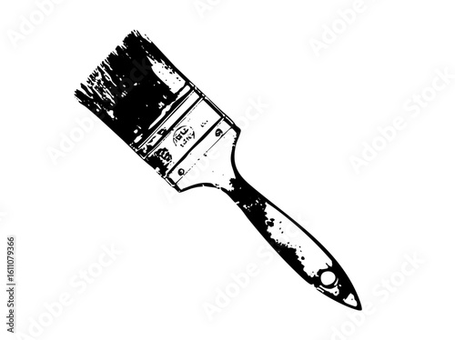 Vector Detailed of a paint brush with textured bristles.