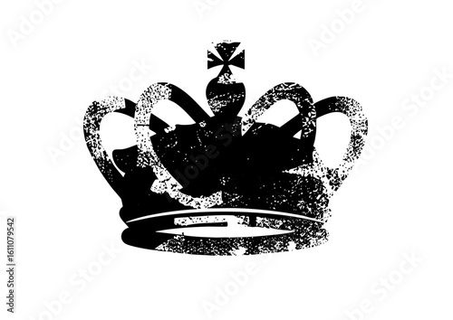 Vector Detailed black crown with ornate elements.