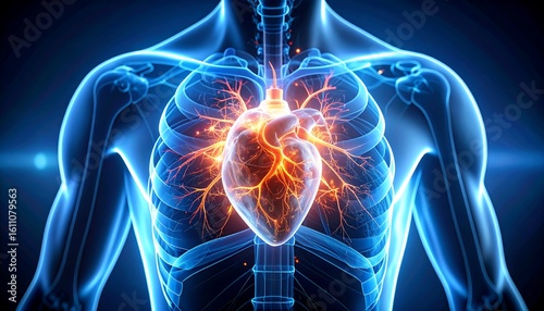 Human Heart Illustration with Circulatory System