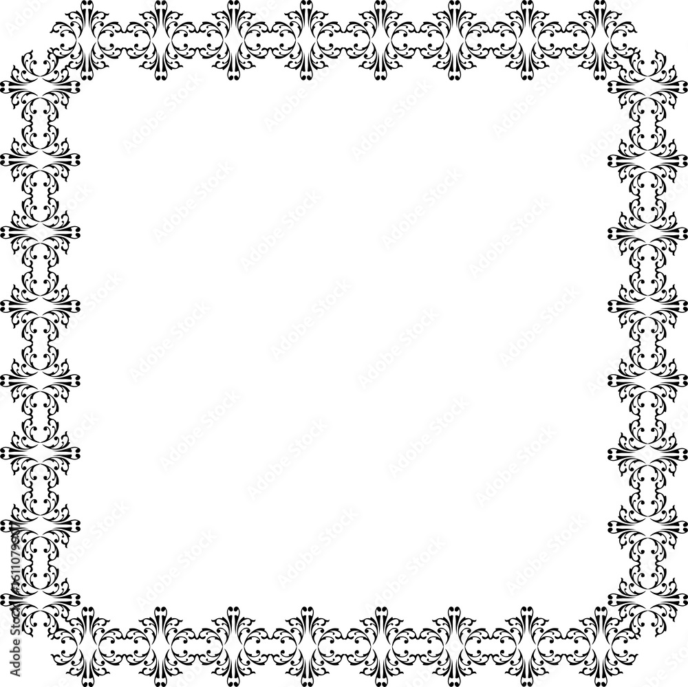 Fototapeta premium Vintage Ornamental Frame – Elegant Black Vector Border, PNG, 300 DPI