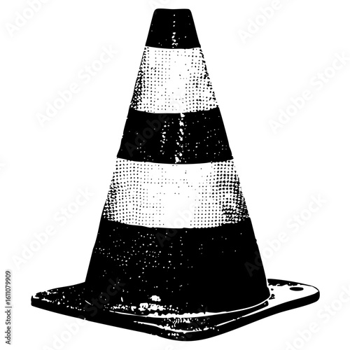 Vector Striking monochrome of a traffic cone.