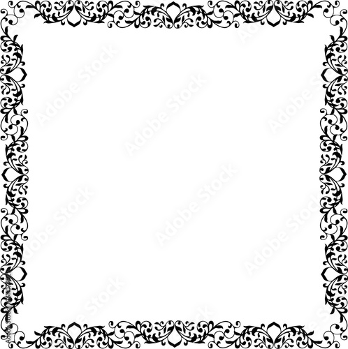Vintage Ornamental Frame – Elegant Black Vector Border, PNG, 300 DPI