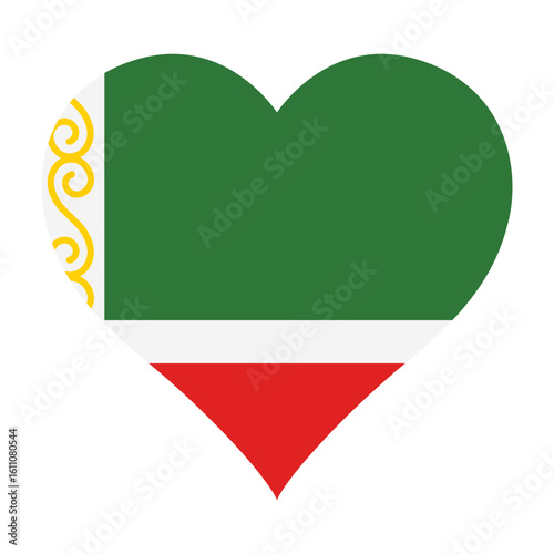 Chechnya flag heart shaped icon digital vector illustration. National flag of Chechnya. Love flag icon.