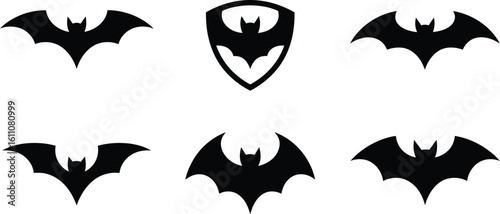 Black bat symbols silhouette emblem