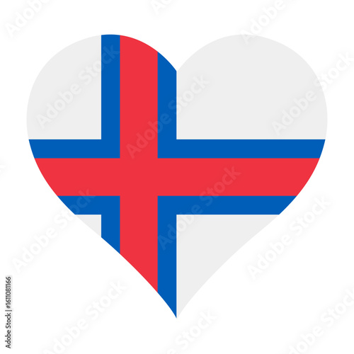 Faroe Islands flag heart shaped icon digital vector illustration. National flag of Faroe Islands. Love flag icon.