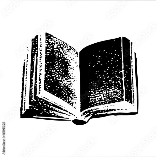 Vector Vintage open book with textured pages.