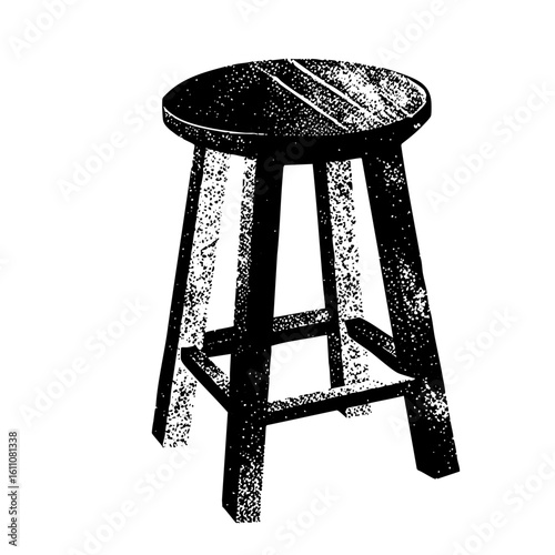 Vector Detailed of a wooden stool with a circular seat.