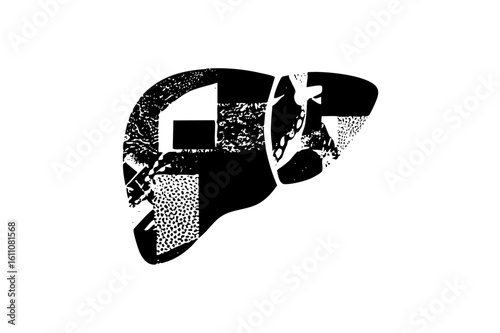 Vector Abstract liver with textured geometric shapes.