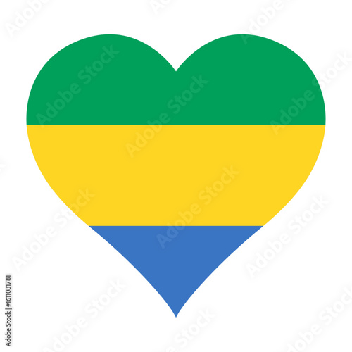 Free Download Gabon flag heart shaped icon digital vector illustration. National flag of Gabon. Love flag icon. - GFXLoad