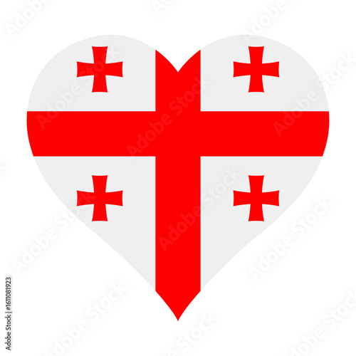 Georgia flag heart shaped icon digital vector illustration. National flag of Georgia. Love flag icon.