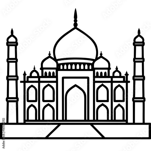 Simple line drawing of the taj mahal