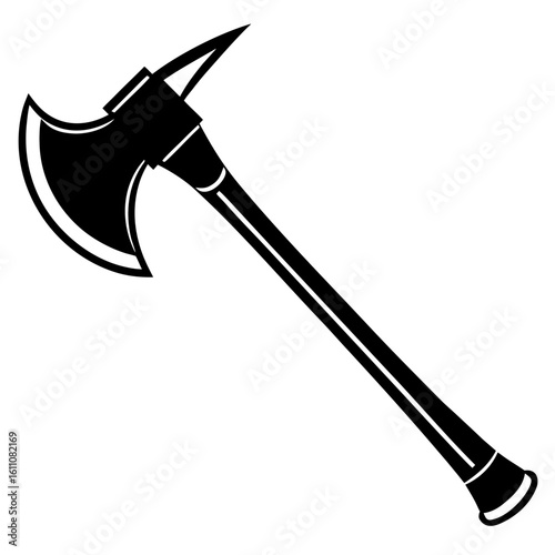 Black silhouette of a firefighter s axe
