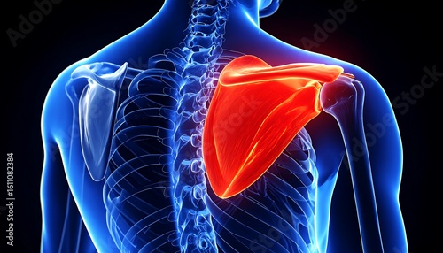 Human Shoulder Anatomy Showing Pain and Muscles