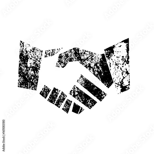 Vector Distressed handshake conveys partnership and agreement.