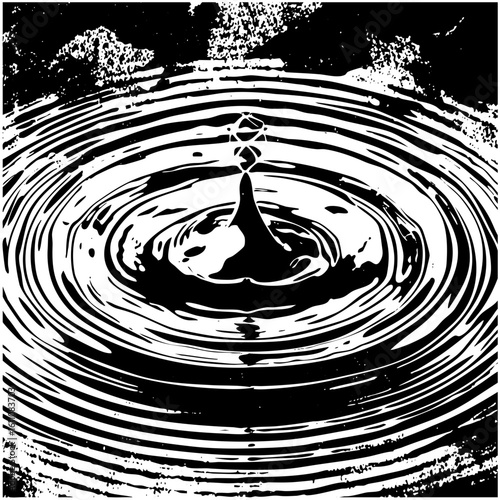 Vector Water Drop Impact Creates Circular Ripples
