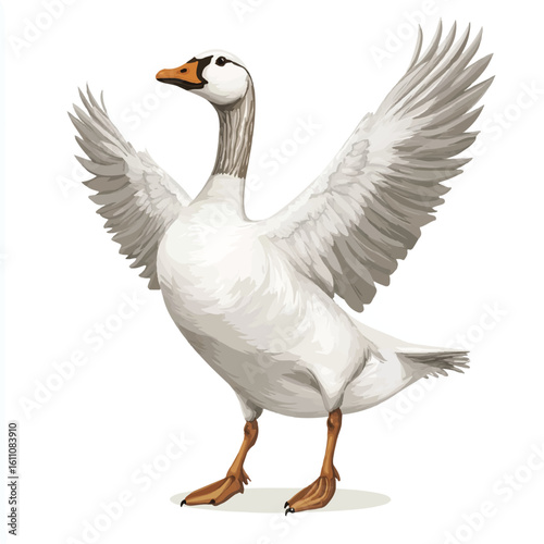 a goose with flapping wings