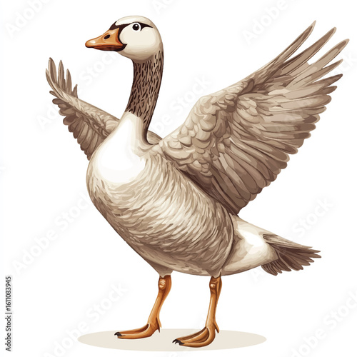 a goose with flapping wings
