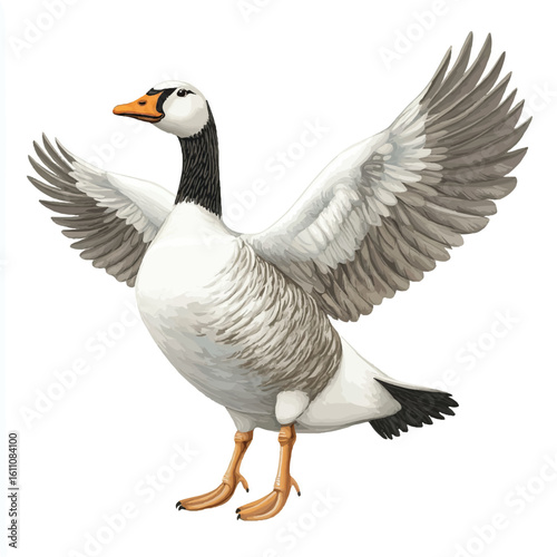 a goose with flapping wings