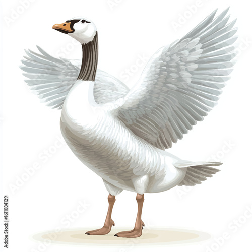 a goose with flapping wings