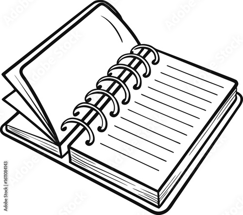Opened Notebook with Ring Binding: An open notebook, with its pages pristine and inviting, lies ready to capture thoughts and ideas with its ring binding.
