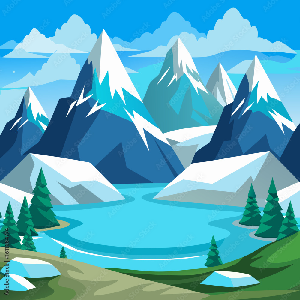Fototapeta premium winter landscape with mountains