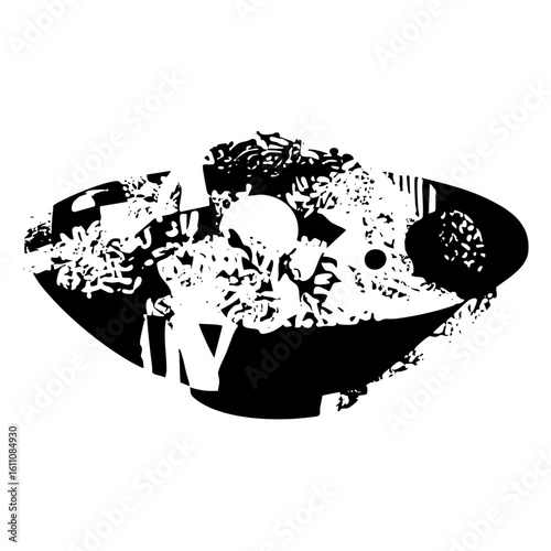 Vector Abstract bowl with floral arrangement vector .