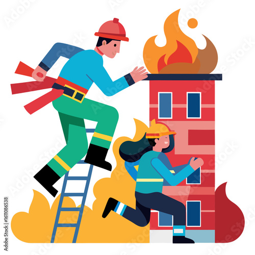 fireman with fire extinguisher